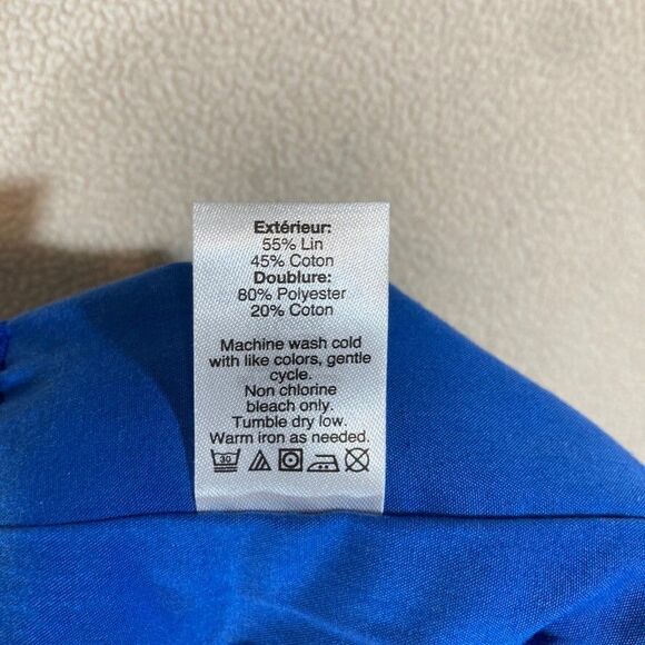 J Crew Skirt Sz 8 Cobalt Blue Linen Elastic Waist Pockets Lined Resort Wear - Picture 7 of 9